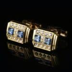 Boutons de manchette, en cristal bleu plaqué or Français.RL-G80002-4.jpg