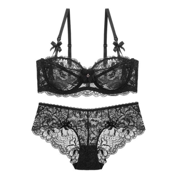 Ensemble sous-vêtements femme, dentelle sexy ultra-mince 480# noir