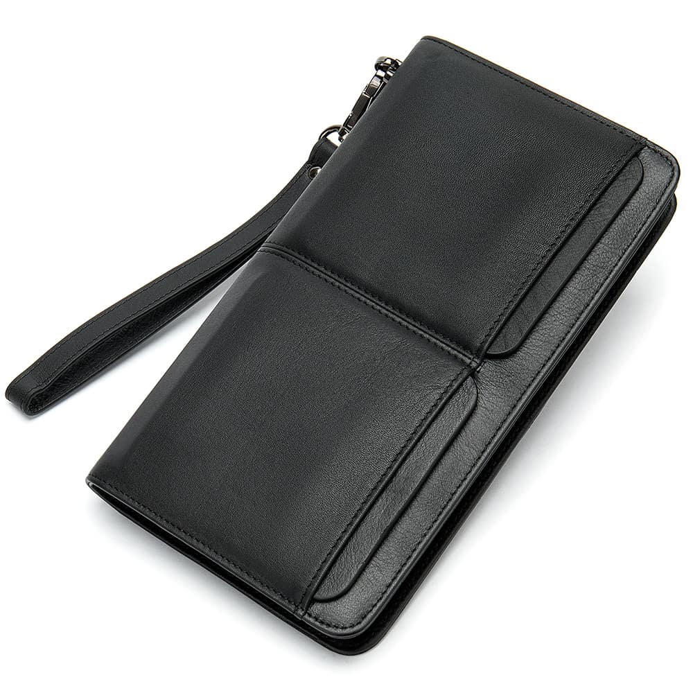 Portefeuille cuir homme, portefeuille double poches, longue, multi-cartes. 9020-2