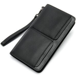 Portefeuille cuir homme, portefeuille double poches, longue, multi-cartes. 9020-2