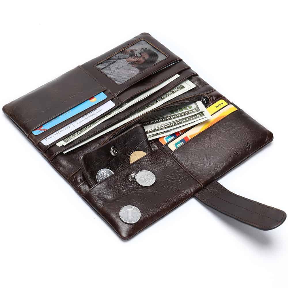 Portefeuille cuir homme, long, rétro, cuir de couche supérieure.6018-5