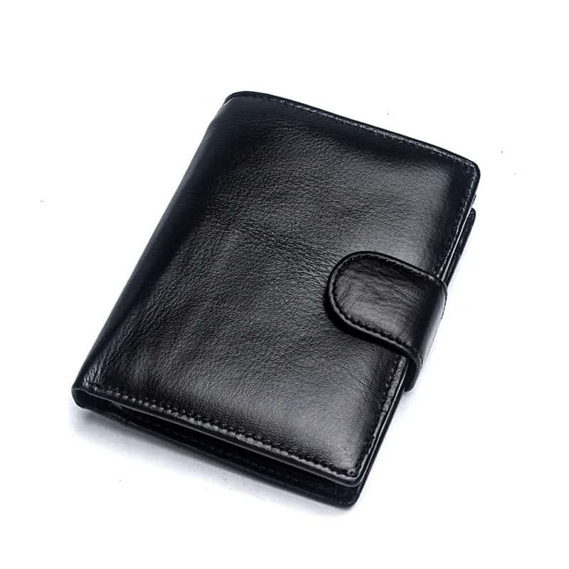 Porte-monnaie cuir homme, portefeuille court première couche cuir.9049 noir