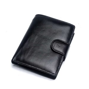Porte-monnaie cuir homme, portefeuille court première couche cuir.9049 noir