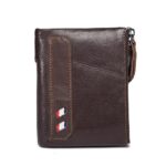 Porte-monnaie cuir homme, rétro court, double fermeture éclair.8836-1