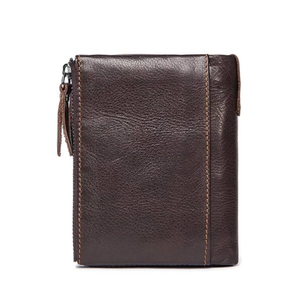 Porte-monnaie cuir homme, rétro court, double fermeture éclair.8836-2