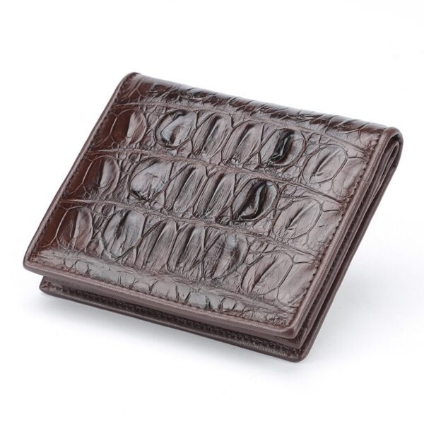 Porte-monnaie cuir crocodile, court portefeuille croco hommes.2009-6 marron