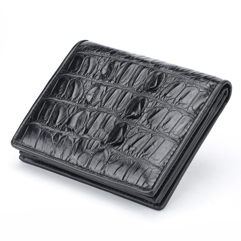 Crocodile-leather wallet, short men's crocodile wallet. 2009-6 black