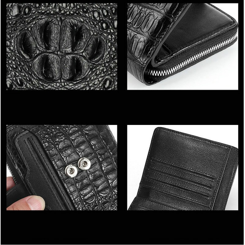 Men's crocodile skin leather wallet, luxury, business, crocodile wallet.2010 details