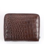 Men's crocodile skin leather wallet, luxury, business, crocodile coin purse.2010 brown back