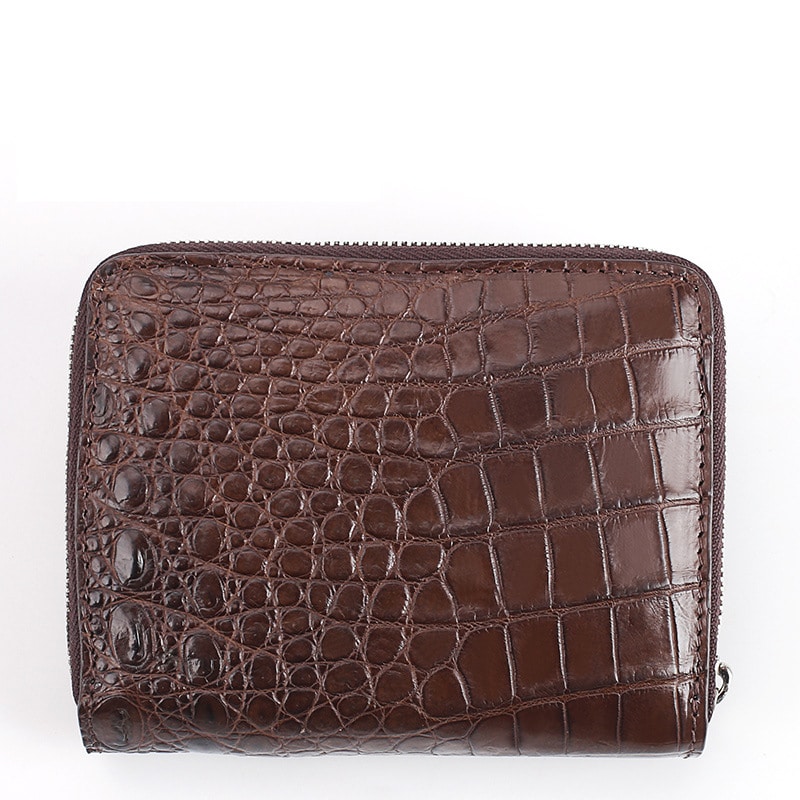 Men's crocodile skin leather wallet, luxury, business, crocodile coin purse.2010 brown back