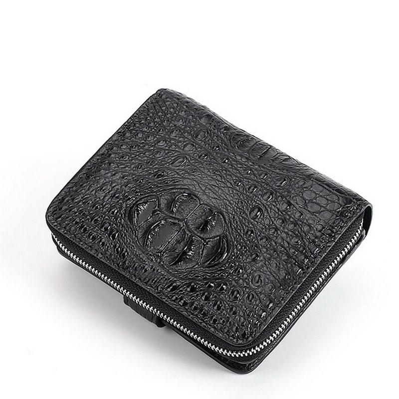 Men's crocodile skin leather wallet, luxury, business, crocodile coin purse.2010 black