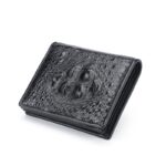 Men's crocodile-leather wallet, short crocodile wallet. 2009-4 BLACK