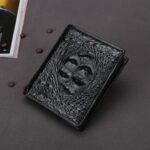 Men's crocodile-leather wallet, short crocodile wallet. 2009-4 black demo