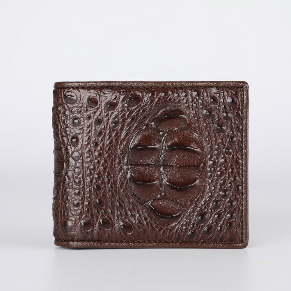 Men's Crocodile skinLeather Wallet. Luxury Gift—Brown