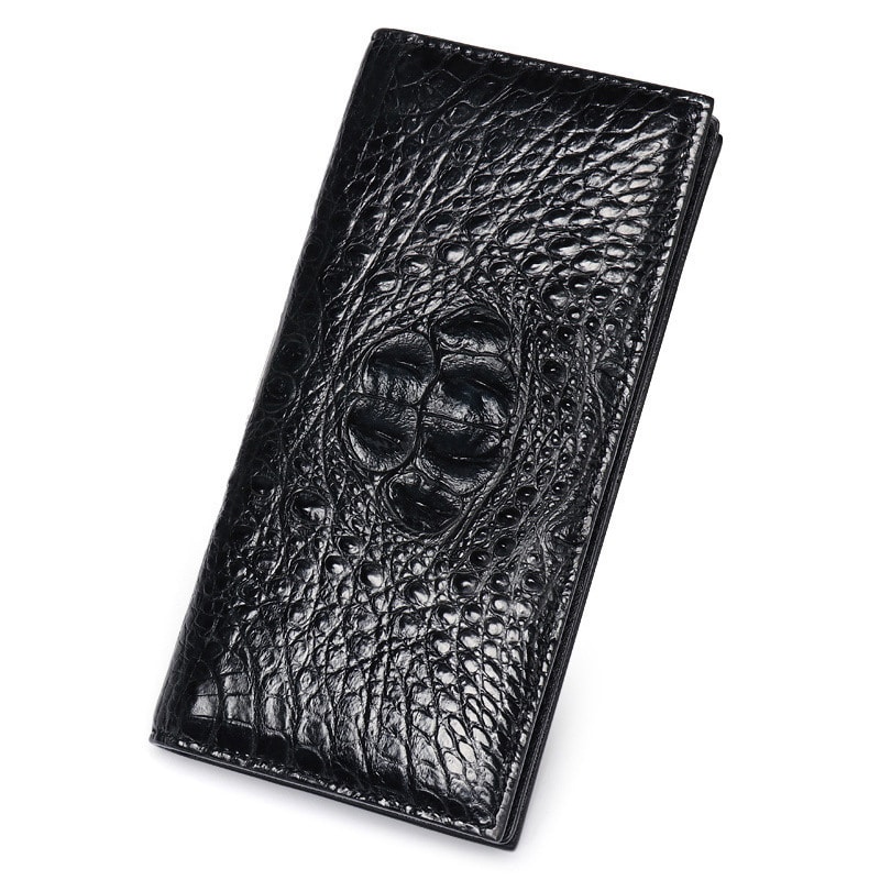 Men's crocodile skin leather wallet, casual luxury. 2008, black