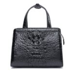 Crocodile skin Handbag, Genuine Crocodile Women's Bag, Square.3097 Black