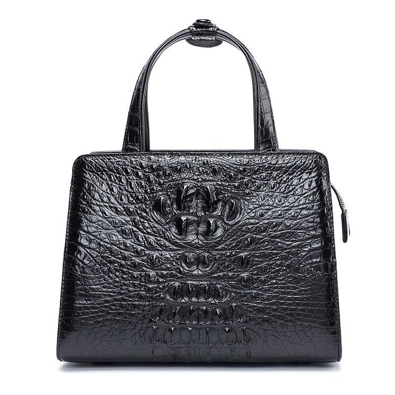 Crocodile skin Handbag, Genuine Crocodile Women's Bag, Square.3097 Black