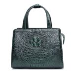 Crocodile skin skin handbag, genuine crocodile women's bag, square.3097 dark green