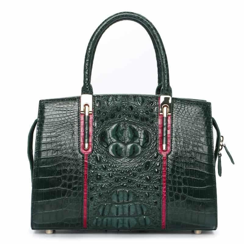Luxury crocodile-leather handbag for elegant women. LB-8114 dark green 