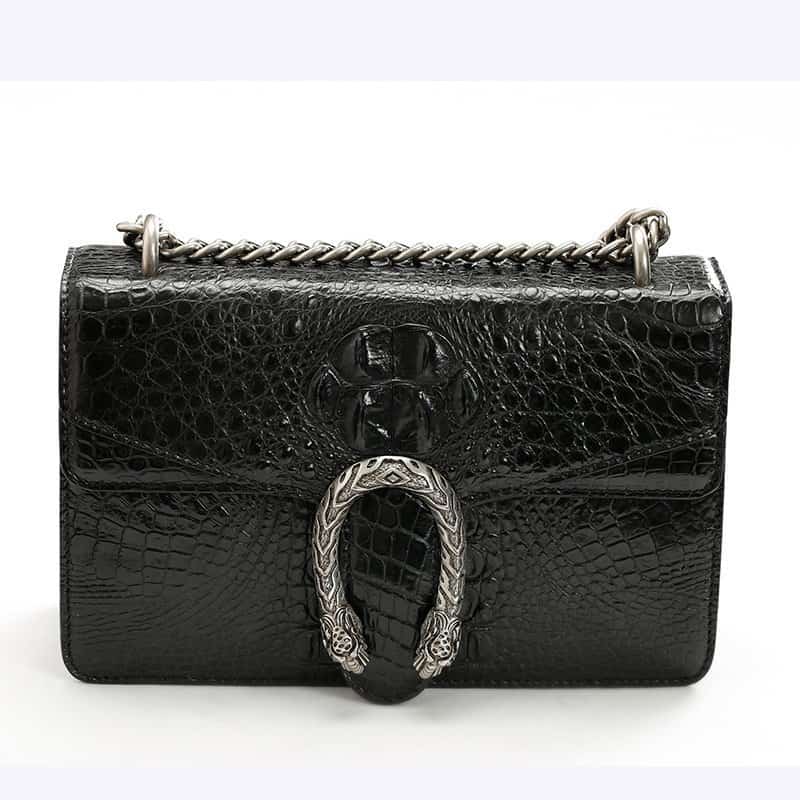 Crocodile-leather handbag, Dionysus crocodile bag. EN0079 black