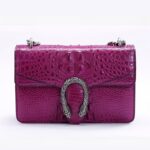Crocodile skin leather handbag, Dionysus crocodile bag. EN0079 purple 2