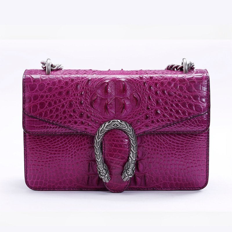 Crocodile skin leather handbag, Dionysus crocodile bag. EN0079 purple 2