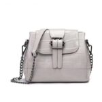 Sac à main en cuir femmes, sac en bandoulière en cuir de vachette. A649 rouge vin blanc cassé