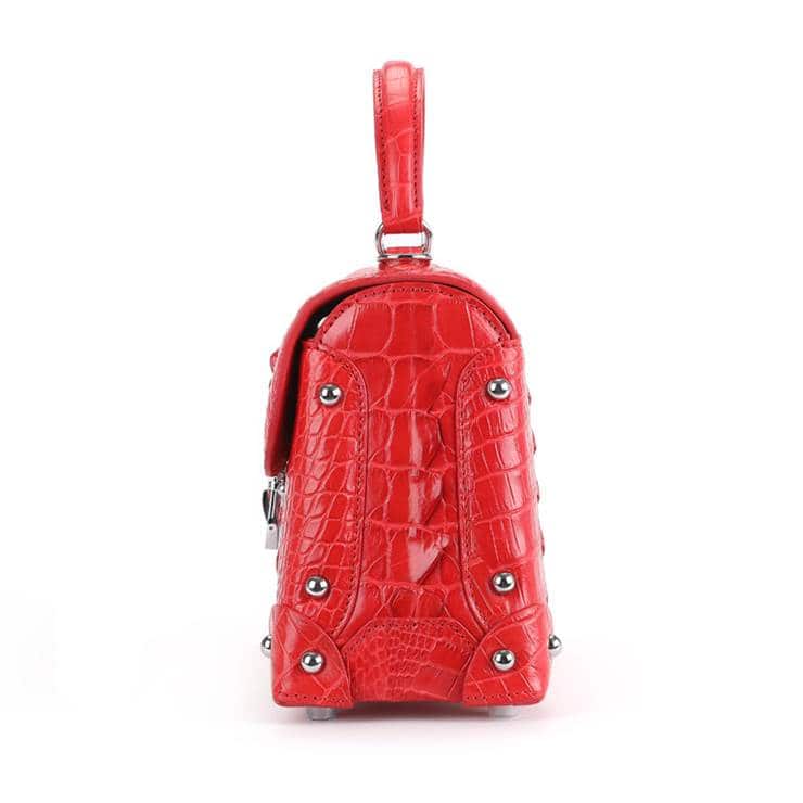 Women's Genuine crocodile leather bag, small square shoulder bag. 3154G side