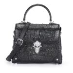 Women's Genuine crocodile leather bag, small square shoulder bag. 3154G black