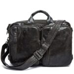 Sac homme cuir, cuir de vache rétro multifonctionnel 432-demo 5 noir