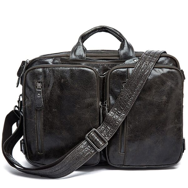 Sac homme cuir, cuir de vache rétro multifonctionnel 432-demo 5 noir