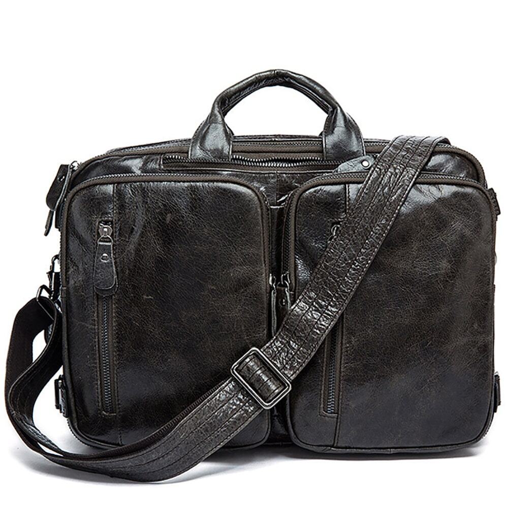Sac homme cuir, cuir de vache rétro multifonctionnel 432-demo 5 noir