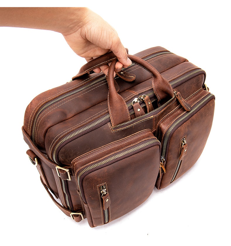 Sac homme cuir, cuir de vache rétro multifonctionnel 432-demo 7