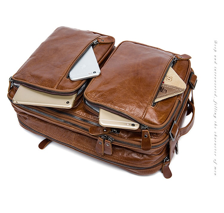 Sac homme cuir, cuir de vache rétro multifonctionnel 432-demo 8