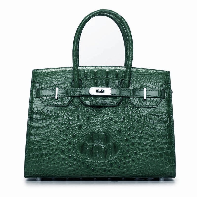 Genuine crocodile handbags, trendy crocodile handbag #3001 in dark green
