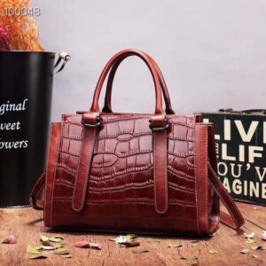 Sacs à main cuir femmes, sac Messenger, tempérament motif crocodile.551 brun foncé 01