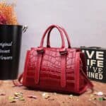 Sacs à main cuir femmes, sac Messenger, tempérament motif crocodile.551 rouge 02