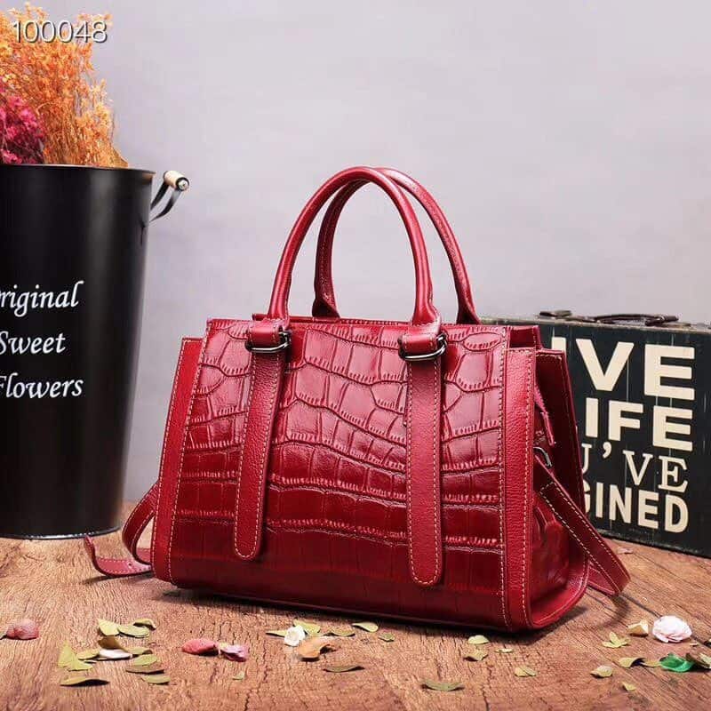 Sacs à main cuir femmes, sac Messenger, tempérament motif crocodile.551 rouge 02