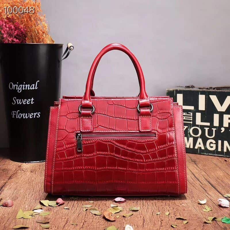 Sacs à main cuir femmes, sac Messenger, tempérament motif crocodile.551 rouge 03