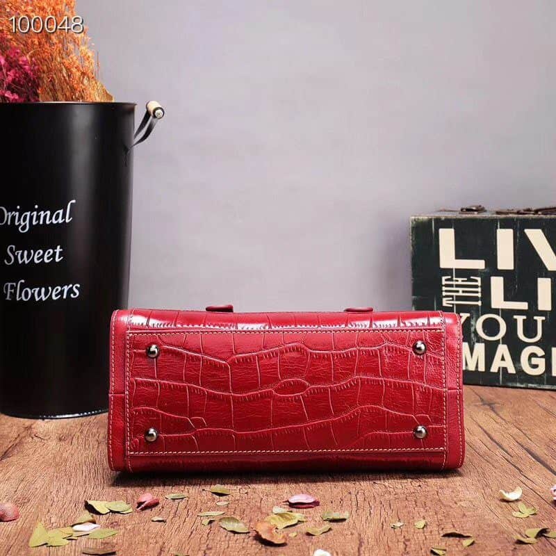 Sacs à main cuir femmes, sac Messenger, tempérament motif crocodile.551 rouge 04