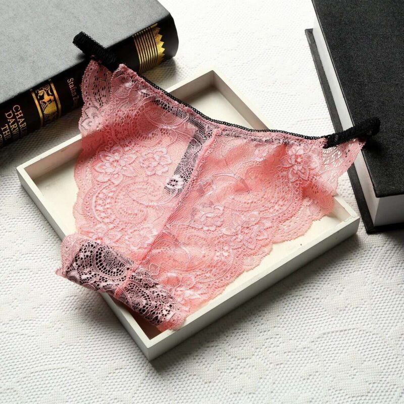 Sous-vêtements femme, sexy, taille basse sans couture pleine dentelle transparente.983# Melon