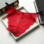 Sous-vêtements femme, sexy, taille basse sans couture pleine dentelle transparente.983# rouge