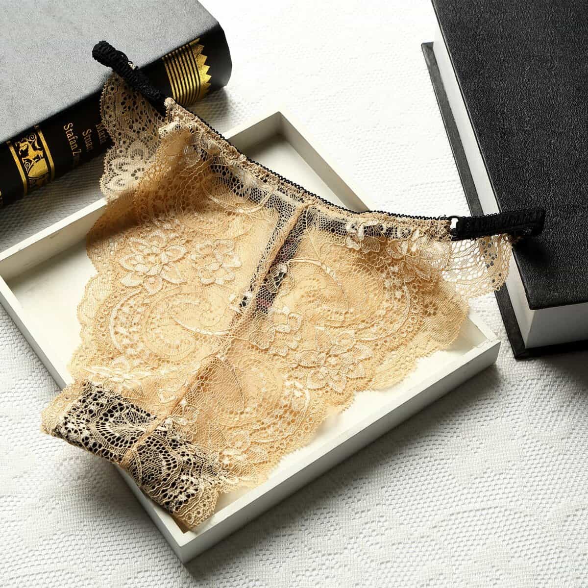 Sous-vêtements femme, sexy, taille basse sans couture pleine dentelle transparente.983# teint