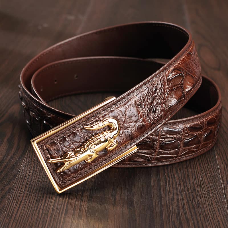 Crocodile skin leather men's belt, high-end, men' luxury. pd129-1