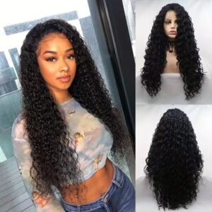 Front lace wig synthétique réaliste. Cheveux longs et bouclés LS-XJ001-3-1