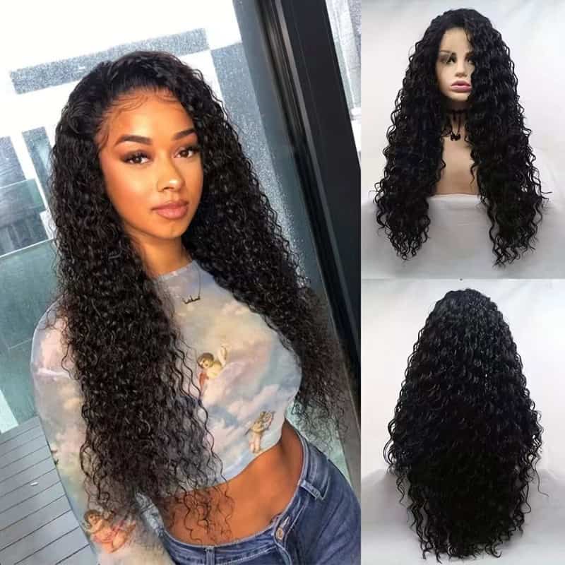 Front lace wig synthétique réaliste. Cheveux longs et bouclés LS-XJ001-3-1