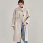 Manteau col montant femme. Veste coupe-vent mi-longue 22352