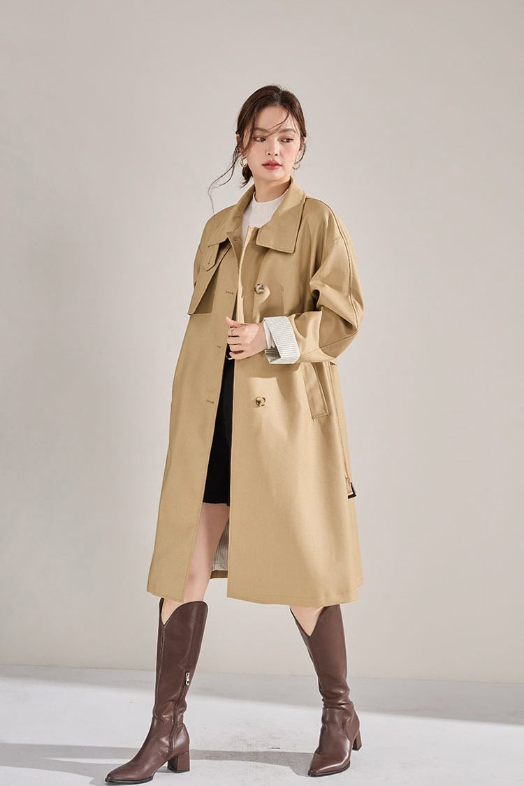Women's high-neck coat. Mid-length windbreaker jacket 22352 demo 010