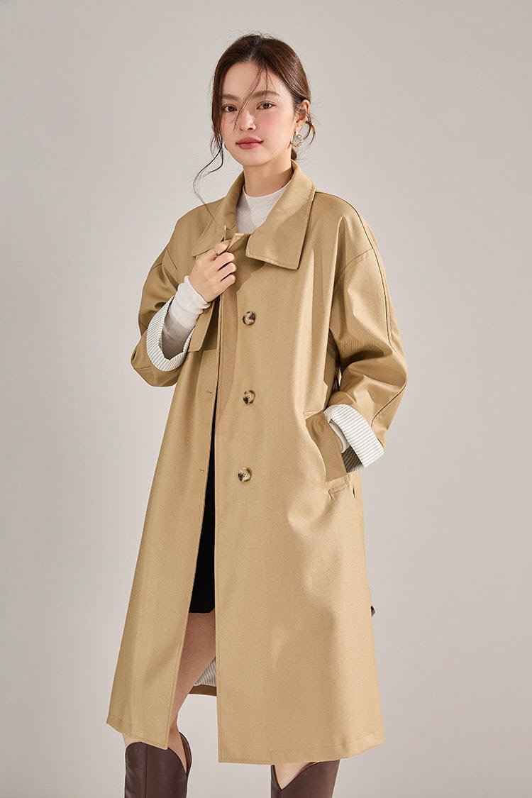 Women's high-neck coat. Mid-length windbreaker jacket 22352 demo 011