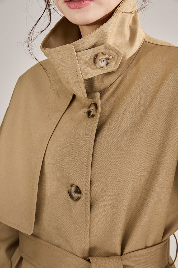 Women's high-neck coat. Mid-length windbreaker jacket 22352 demo 02